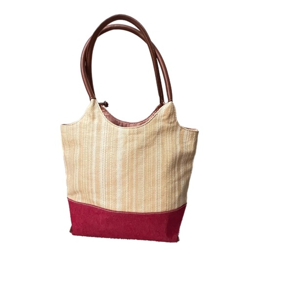 Tommy Hilfiger Floral Embroidered Tote Bag - Red and Tan - Picture 2 of 9